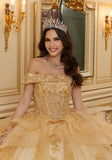 Diamanté and Crystal Beaded Metallic Lace Quinceañera Dress