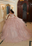 Diamanté and Crystal Beaded Metallic Lace Quinceañera Dress