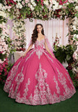 Sequin Embroidered Metallic Quinceañera Dress with Cape