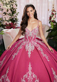 Sequin Embroidered Metallic Quinceañera Dress with Cape