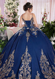 Sequin Embroidered Metallic Quinceañera Dress with Cape