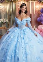 Cuffed Off The Shoulder Three Dimensional Floral Quinceañera Dress