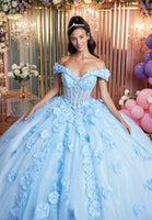 Cuffed Off The Shoulder Three Dimensional Floral Quinceañera Dress