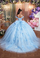 Cuffed Off The Shoulder Three Dimensional Floral Quinceañera Dress