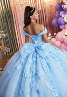 Cuffed Off The Shoulder Three Dimensional Floral Quinceañera Dress