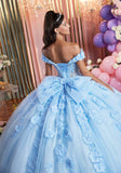 Cuffed Off The Shoulder Three Dimensional Floral Quinceañera Dress