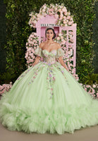 Multicolor Floral Sweetheart Quinceañera Dress with Ruffled Details