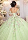 Multicolor Floral Sweetheart Quinceañera Dress with Ruffled Details