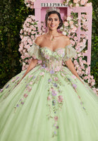 Multicolor Floral Sweetheart Quinceañera Dress with Ruffled Details