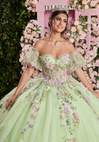 Multicolor Floral Sweetheart Quinceañera Dress with Ruffled Details