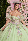 Multicolor Floral Sweetheart Quinceañera Dress with Ruffled Details
