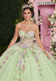 Multicolor Floral Sweetheart Quinceañera Dress with Ruffled Details