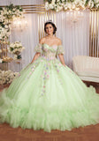 Multicolor Floral Sweetheart Quinceañera Dress with Ruffled Details