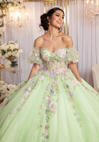 Multicolor Floral Sweetheart Quinceañera Dress with Ruffled Details