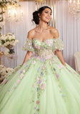 Multicolor Floral Sweetheart Quinceañera Dress with Ruffled Details