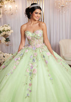 Multicolor Floral Sweetheart Quinceañera Dress with Ruffled Details
