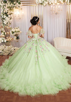 Multicolor Floral Sweetheart Quinceañera Dress with Ruffled Details