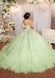 Multicolor Floral Sweetheart Quinceañera Dress with Ruffled Details
