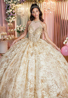 Illusion Halter Quinceañera Dress with Chandelier Sleeves