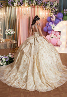 Illusion Halter Quinceañera Dress with Chandelier Sleeves