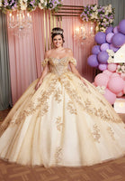 Crystal Beading and Sequin Appliqué Glitter Tulle Quinceañera Dress