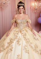 Crystal Beading and Sequin Appliqué Glitter Tulle Quinceañera Dress