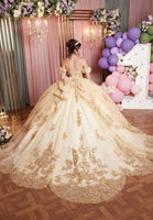 Crystal Beading and Sequin Appliqué Glitter Tulle Quinceañera Dress