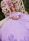Sheer Corset Three Dimensional Floral Quinceañera Dress