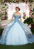 Cuffed Split Skirt Quinceañera Dress with Appliqués