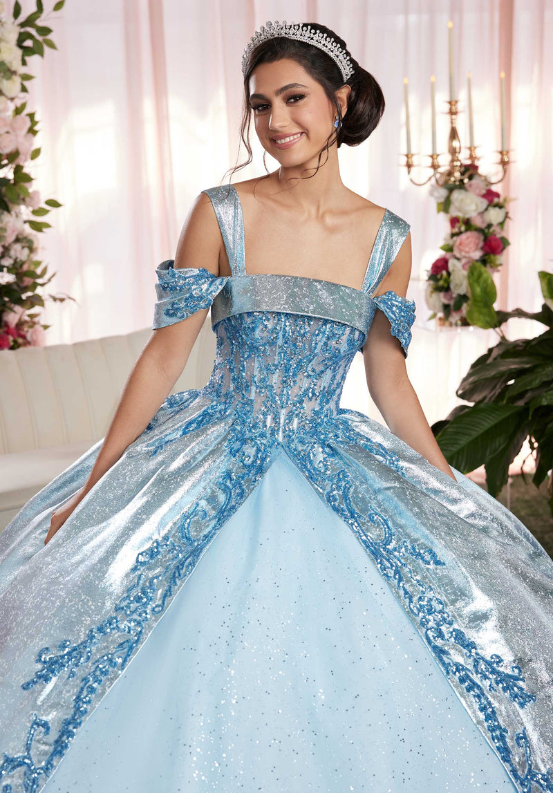 Cuffed Split Skirt Quinceañera Dress with Appliqués