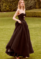 Ruffle Ball Gown with Draped Keyhole Bodice