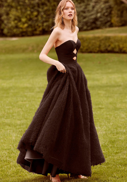 Ruffle Ball Gown with Draped Keyhole Bodice