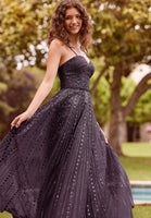 Patterned Glitter A-Line with Crystal Beading
