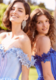 Larissa Satin Ball Gown with Sequined Floral Appliqués
