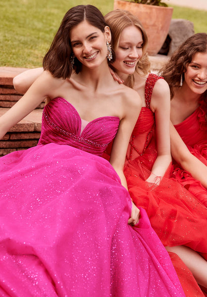 Crystal Beaded Sparkle Tulle Strapless Ball Gown