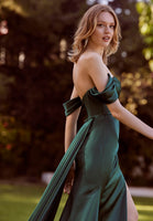Draped Silky Satin Fit and Flare with Train