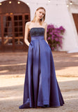 Sequin Embroidered Satin A-Line