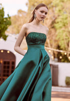 Sequin Embroidered Satin A-Line