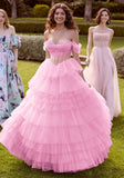 Sheer Corset Tiered Tulle Ball Gown