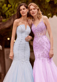Glitter Tulle Mermaid with Floral Patterned Glitter Embroidery