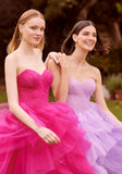 Draped Tulle Ball Gown with Asymmetric Skirt
