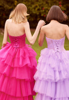 Draped Tulle Ball Gown with Asymmetric Skirt