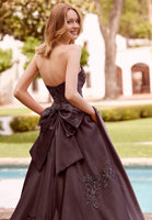 Satin A-Line with Beaded Lace Appliqués