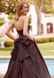 Satin A-Line with Beaded Lace Appliqués