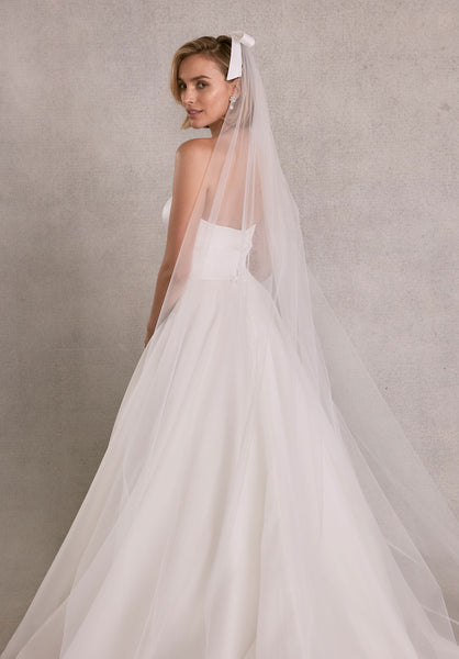Cathedral Length Tulle Veil with Satin Bow