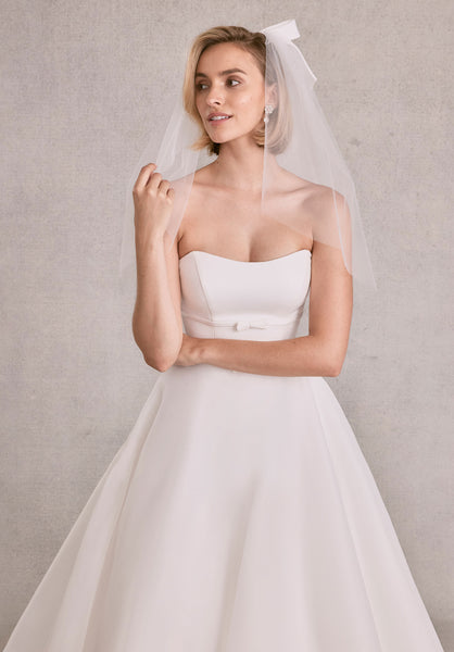 Elbow Length Tulle Veil with Satin Bow