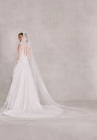 Cathedral Length Tulle Veil with Scattered Satin Bows