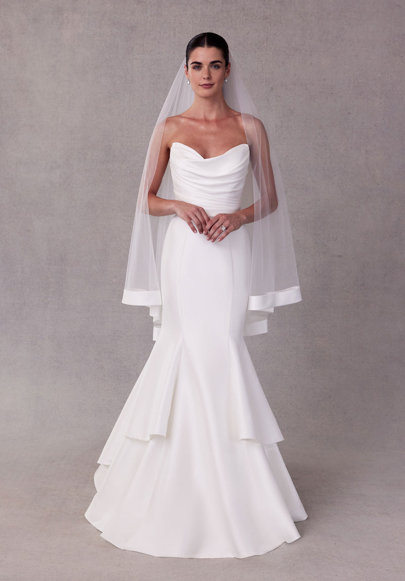 Fingertip Length Veil with Satin Edge