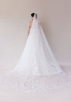 Cathedral Length Three Dimensional Floral Tulle Veil