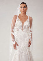 Cathedral Length Veil with Colorful Embroidered Floral Appliqués